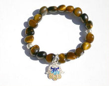 Load image into Gallery viewer, Hamsa Collection Tigereye Sterling Silver Yoga Mala Bracelet - sunnybeachjewelry
