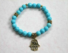 Load image into Gallery viewer, Hamsa Collection Turquoise Mountain Jade Yoga Mala Bracelet - sunnybeachjewelry
