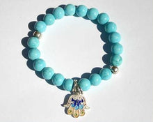 Load image into Gallery viewer, Hamsa Collection Turquoise Sterling Silver Yoga Mala Bracelet - sunnybeachjewelry
