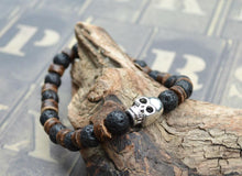Load image into Gallery viewer, Hecate Collection Black Lava Skull Bracelet - sunnybeachjewelry
