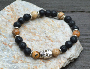 Hecate Collection Black Lava Skull Yoga Bracelet - sunnybeachjewelry