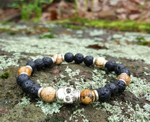 Load image into Gallery viewer, Hecate Collection Black Lava Skull Yoga Bracelet - sunnybeachjewelry
