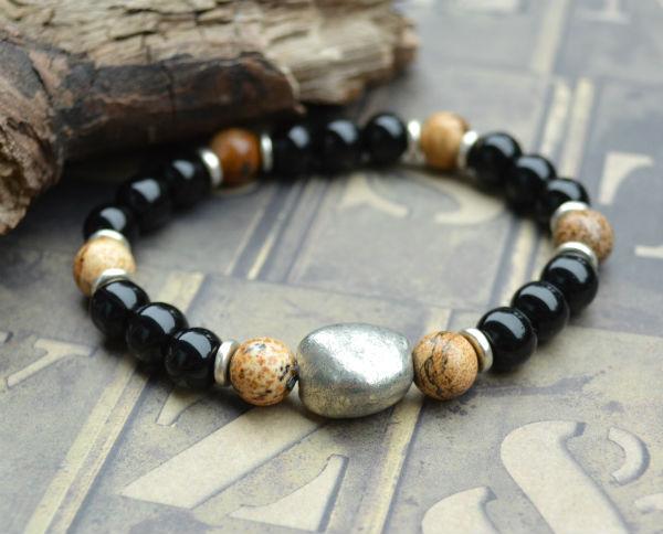 Mens black hot sale obsidian bracelet