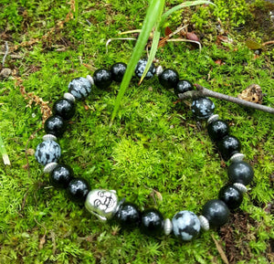 Hecate Collection Black Obsidian Buddha Yoga Mala Bracelet - sunnybeachjewelry