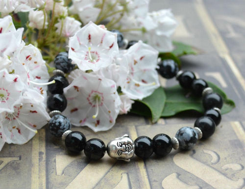 Hecate Collection Black Obsidian Buddha Yoga Mala Bracelet - sunnybeachjewelry