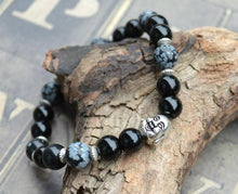 Load image into Gallery viewer, Hecate Collection Black Obsidian Buddha Yoga Mala Bracelet - sunnybeachjewelry
