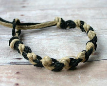 Load image into Gallery viewer, Hemp Bracelet Chain Knots Black Natural White Unisex Natural - sunnybeachjewelry
