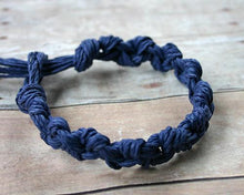 Load image into Gallery viewer, Hemp Bracelet Chain Knots Blue Natural Unisex Friendship - sunnybeachjewelry

