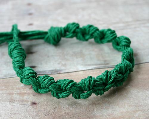 Hemp Bracelet Chain Knots Green Natural Unisex Friendship - sunnybeachjewelry