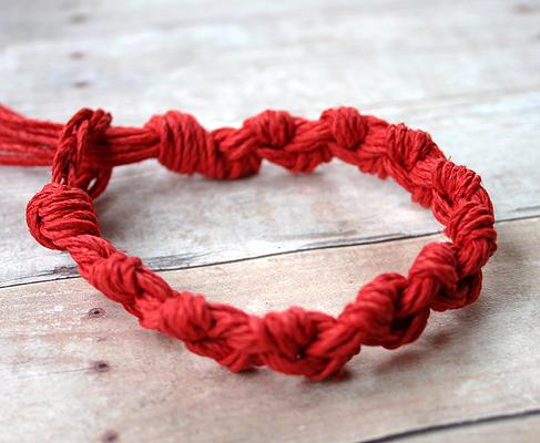 Hemp Bracelet Chain Knots Red Natural Unisex Friendship - sunnybeachjewelry