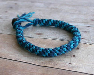 Hemp Bracelet Round Blue Turquoise - sunnybeachjewelry