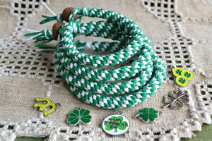 Hemp Bracelet Round Green White - sunnybeachjewelry
