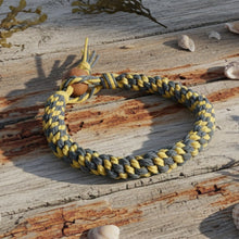 Load image into Gallery viewer, Hemp Bracelet Round Grey Yellow - sunnybeachjewelry
