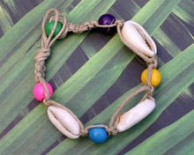 Load image into Gallery viewer, Hemp Bracelet with Cowrie Shells and Beads - sunnybeachjewelry
