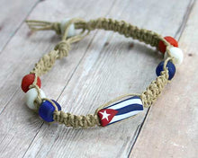 Load image into Gallery viewer, Hemp Bracelet with Cuba Flag Beads - sunnybeachjewelry
