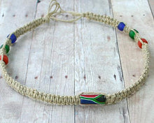 Load image into Gallery viewer, Hemp Bracelet with South Africa Flag Beads - sunnybeachjewelry
