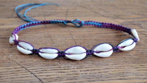 Hemp Necklace Midnight Black with Cowrie Shells - sunnybeachjewelry