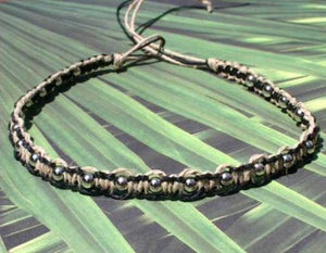 Hemp Necklace Natural Black with Metal Beach Jewelry - sunnybeachjewelry