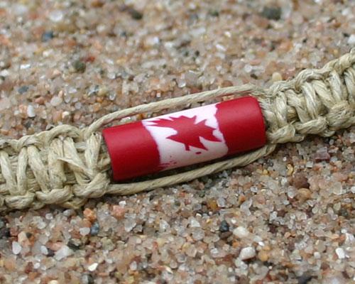 Hemp Necklace Natural with Canada Flag Beads - sunnybeachjewelry
