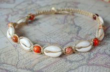 Load image into Gallery viewer, Hemp Necklace Natural with Cowrie Shells and Asian Wood Beads - sunnybeachjewelry
