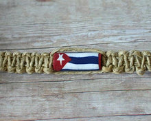 Load image into Gallery viewer, Hemp Necklace Natural with Cuba Flag Beads - sunnybeachjewelry
