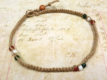 Load image into Gallery viewer, Hemp Necklace Natural with Irish Flag Beads - sunnybeachjewelry
