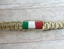 Load image into Gallery viewer, Hemp Necklace Natural with Italy Flag Beads - sunnybeachjewelry
