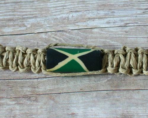 Hemp Necklace Natural with Jamaica Flag Beads - sunnybeachjewelry