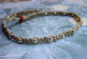 Hemp Necklace Natural with Metal Beach Jewelry - sunnybeachjewelry
