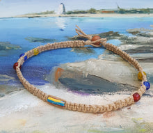Load image into Gallery viewer, Hemp Necklace Natural with Venezuela Flag Beads - sunnybeachjewelry
