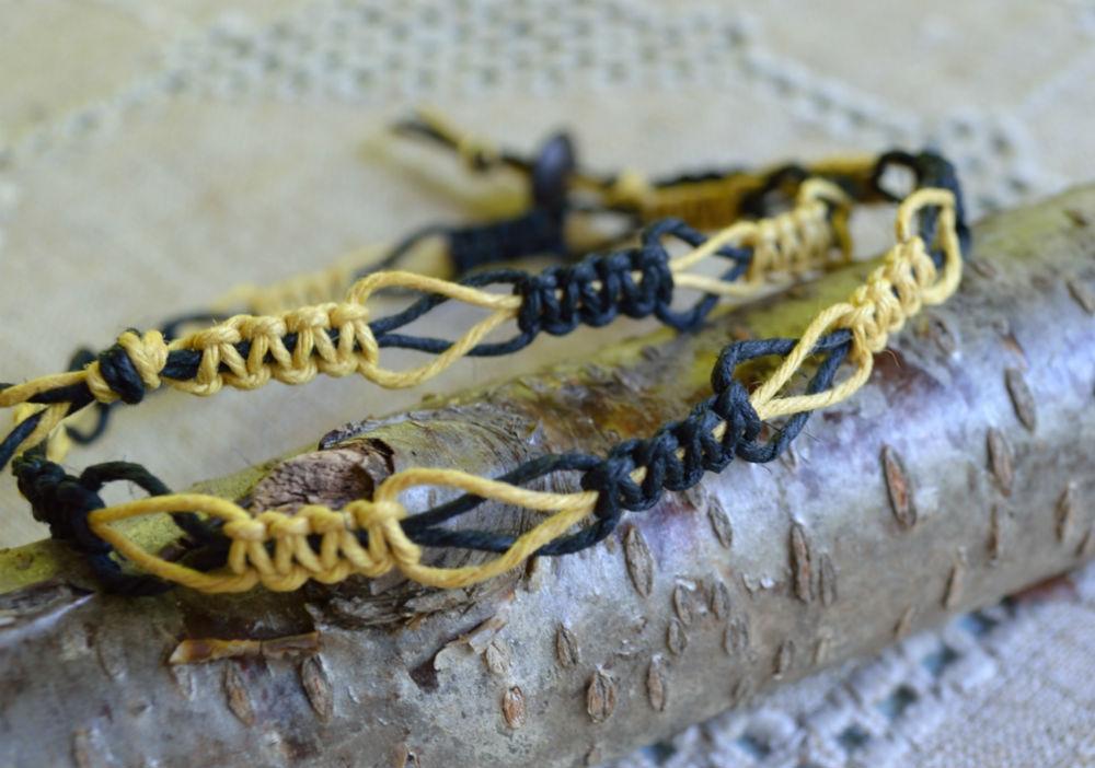 Hemp Necklace Two Colors Black Yellow Beach Jewelry - sunnybeachjewelry