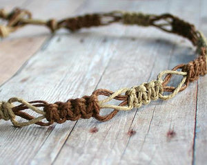Hemp Necklace Two Colors Brown Natural Beach Jewelry - sunnybeachjewelry