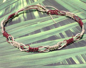 Hemp Necklace Two Colors Burgundy Natural Beach Jewelry - sunnybeachjewelry
