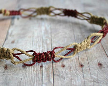 Load image into Gallery viewer, Hemp Necklace Two Colors Burgundy Natural Beach Jewelry - sunnybeachjewelry
