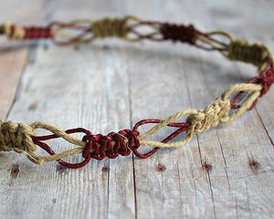 Hemp Necklace Two Colors Burgundy Natural Beach Jewelry - sunnybeachjewelry