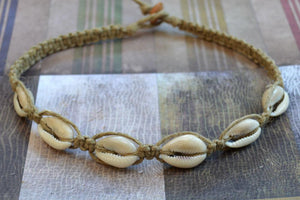 Hemp Necklace with Cowrie Shells Beach Jewelry Vacation - sunnybeachjewelry