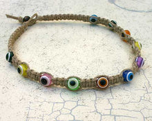 Load image into Gallery viewer, Hemp Necklace With Evil Eye Beads - sunnybeachjewelry

