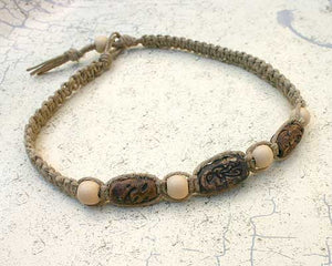 Hemp Necklace With Wooden And Clay Beads - sunnybeachjewelry