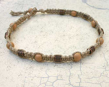Load image into Gallery viewer, Hemp Necklace With Wooden And Metal Beads - sunnybeachjewelry
