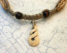Load image into Gallery viewer, Hemp Necklace With Wooden Beads And Bone Twist - sunnybeachjewelry
