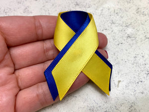 I Stand With Ukraine Pin Support Ukraine Blue and Yellow Awareness Ribbon Pin