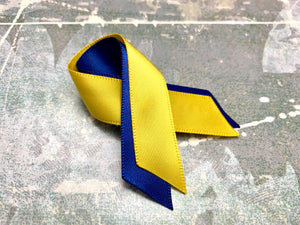I Stand With Ukraine Pin Support Ukraine Blue and Yellow Awareness Ribbon Pin