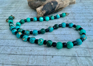 Magnesite Necklace Real Stone Mens Primitive Jewelry, Men's Tribal Necklace, Rustic Choker for Men
