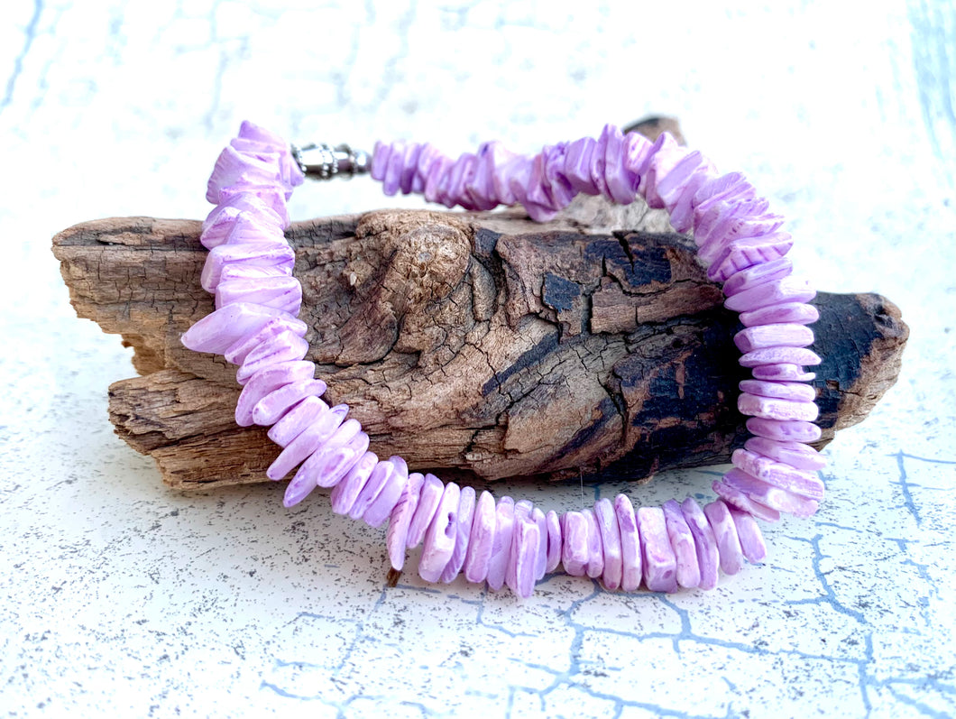 Surfer Puka Shell Bracelet Purple