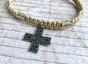 Surfer Phatty Thick Hemp Necklace With Celtic Cross