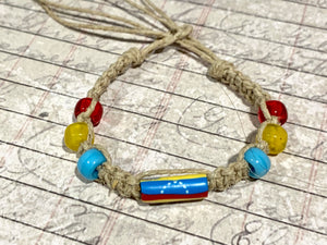 Hemp Bracelet with Venezuela Flag Beads