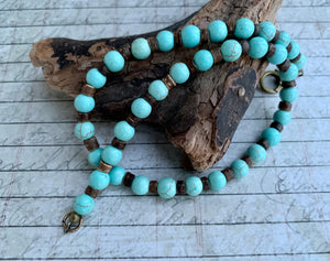 Magnesite Necklace Real Stone Mens Primitive Jewelry, Men's Tribal Necklace, Rustic Choker for Men