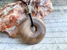 Load image into Gallery viewer, Leather Necklace With Brown Jasper Donut
