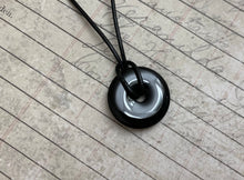 Load image into Gallery viewer, Leather Necklace With Black Onyx Donut
