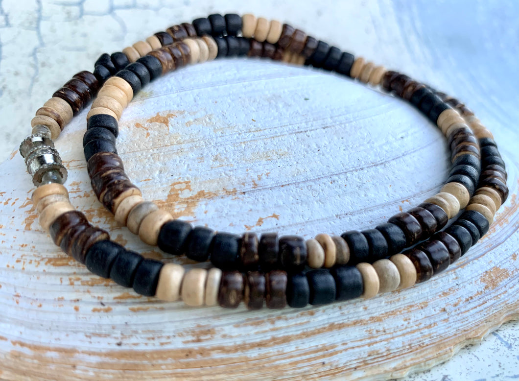 Surfer Coconut Shell Necklace Brown Mens Choker